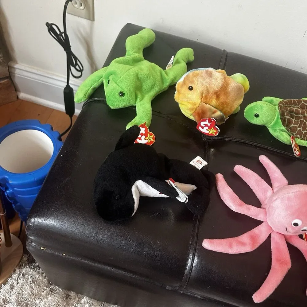 Huge Sea Life Vintage 9 Beanie Babies Rare Lot W TAGS Shark Turtle Frog Fish #2